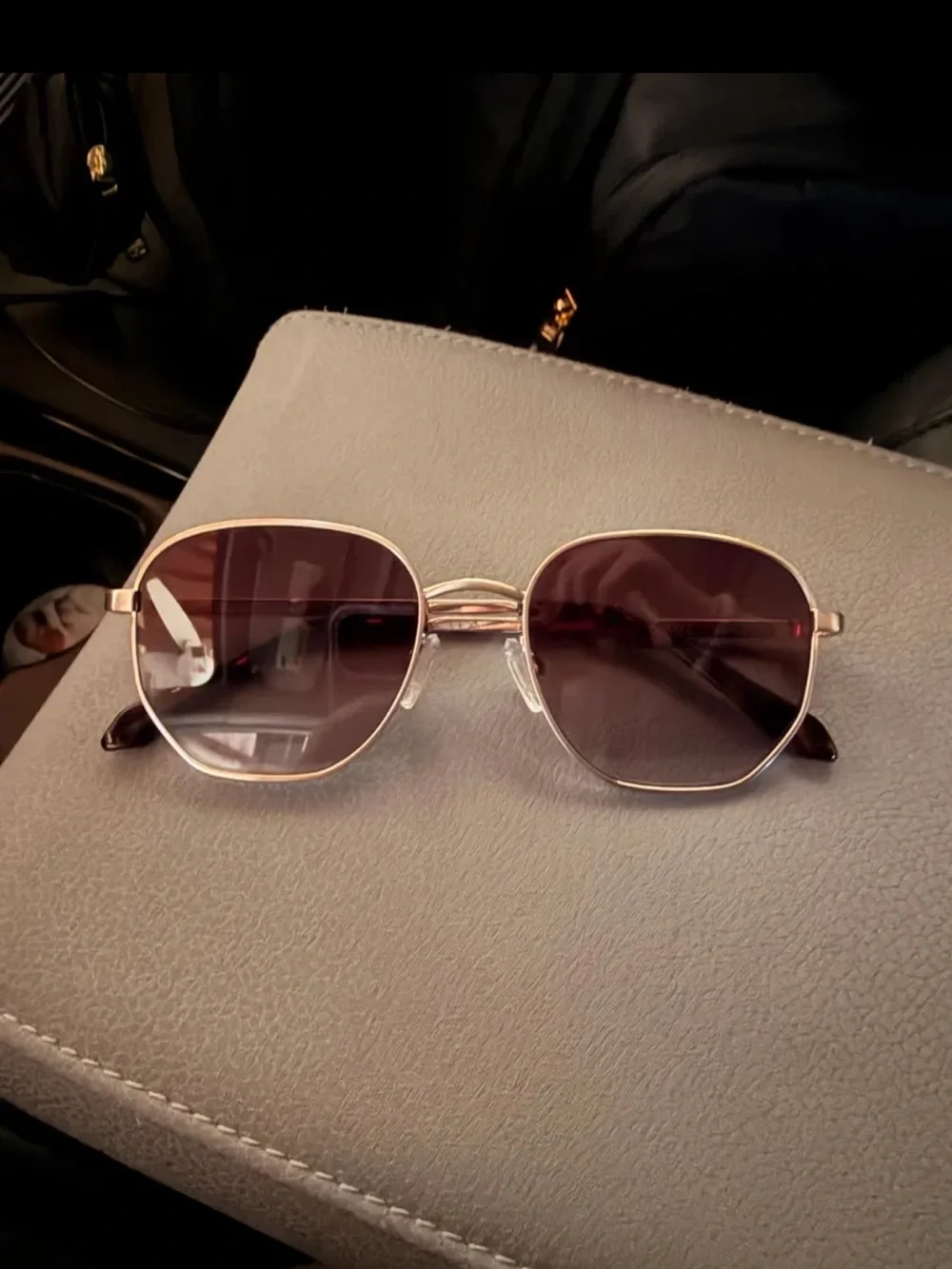 Quay Australia Gold Frame Sunglasses with Brown Gradient Lenses